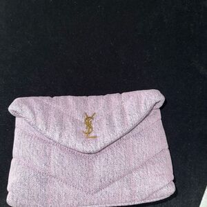 Brand new Yves Saint Laurent Purple Quilted Women's Clutch w/ card holder denim